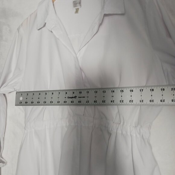 Cupio, XL White Hi Low Shirt Hidden Button Top, Full Bottom with Cinch Tie Waist - Picture 10 of 15